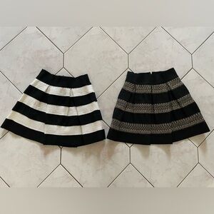 Striped Skater Skirts - Gold and Black and White and Black